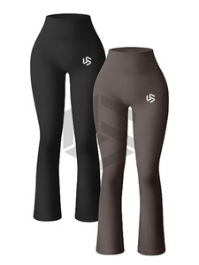 Women's Gym Activewear Yoga Pants with Flared Leg Design Solid <b>Pattern</b> Sports Fitness Workout Leggings - Product Image 5