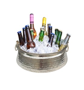 Pot Shape Silver Finished Ice Tubs Suitable For Home Bars Clubs Ice <b>Serving</b> And Events Stylish Beverage Cooling Tubs From India - Product Image 5