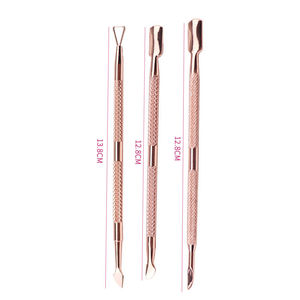 Ensemble de repousse-cuticules personnalisé en acier inoxydable or rose de qualité supérieure, double extrémité, multifonctionnel, avec spatule triangulaire, OEM ODM, pour soins des ongles - Product Image 2