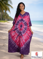 Robe Kaftan en Coton Tie-Dye Personnalisée Premium pour Femme, Manches Courtes, Mode Estivale, Fabricant de Vêtements OEM ODM, Tissu Personnalisé
