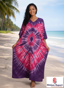 Women Printed <b>Kaftan</b> Dress Beach Cover Up Loose Fit <b>Summer</b> Wear Silk Cotton Rayon Polyester Bulk Order Supply - Product Image 3