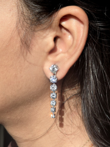 Pendientes de Diamantes en Oro Blanco de 14K y 18K, Diamantes Cultivados en Laboratorio, Corte Redondo, Pendientes Colgantes para Mujer, Elegantes, Regalo de Boda, Joyería Fina de Lujo - Product Image 3