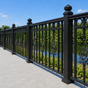 Barandilla de Balcón de Metal Negro con Diseño Ornamental, Valla Decorativa para Terraza Exterior, Barandilla de Seguridad para el Límite de la Propiedad de la Villa - Product Image 5