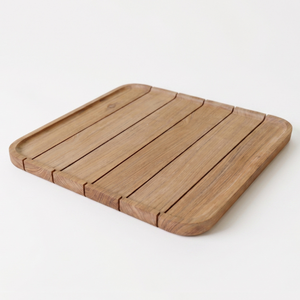 Bandeja de Madera con Listones, Bandeja Cuadrada de Madera para Servir con Bordes Elevados, Decoración Rústica para Mesa - Product Image 4