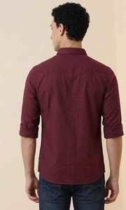 Camisa Casual de Manga Larga para Hombre Enovate, Cuello Clásico, Color Sólido, Transpirable, Tejido de Algodón, Logotipo en el Cuello Trasero, ODM - Product Image 3