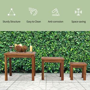 Tavolini da Esterno in Legno di Acacia - Set Multifunzionale per Patio - Product Image 6