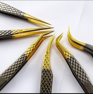 Vired Impex Professional Stainless Steel Fiber <b>Lash</b> Eyelash Tweezers <b>Cluster</b> <b>Lash</b> Tweezer High Quality Precision 10mm Smooth Tip - Product Image 3