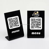 Porta Códigos QR Acrílico Negro Personalizado, Ecológico, Antioxidante, Art Deco, Portátil, Reutilizable, Letrero de Mesa Personalizado