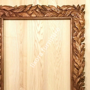 Handmade Wooden Wall <b>Mirror</b> Frame <b>Rectangular</b> Traditional Carved Leaf Design Brown Decorative <b>Mirror</b> - Product Image 3