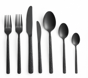 Ensemble de couverts noir mat de qualité supérieure, design minimaliste, compatible lave-vaisselle, en métal, pour mariage et table à manger. - Product Image 1