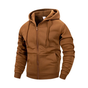 Custom Mens Heavyweight Full Zip Fleece Hoodie Warm Casual Long Sleeve Outerwear Hooded Sweatshirt Plain Activewear <b>Jacket</b> - Product Image 4