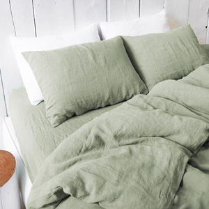 Linen Sheets Set 100% French Natural 5 pcs 1 Duvet Cover 1 <b>Flat</b> 1 Fitted Sheet 2 <b>pillow</b> cases Sets - Product Image 3