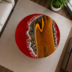 Custom Red Ocean <b>Epoxy</b> Resin Modern Eco-Friendly <b>Coffee</b> <b>Table</b> Handmade Round River <b>Table</b> Luxury Living Room Furniture - Product Image 2