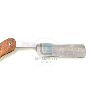 Solid Color Stainless Steel Wood Handle Professional Use Reusable Durable High Quality <b>Straight</b> Shaving <b>Razors</b> - Product Image 5