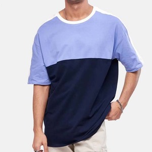 T-shirts pour hommes de style streetwear, col rond, en coton respirant, design personnalisé OEM, couleurs contrastées, grandes tailles - Product Image 4