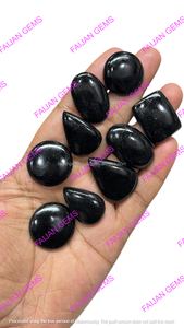 Pierres précieuses en vrac d'obsidienne noire naturelle, cabochons bruts, pierres concassées toutes formes, pour la lithothérapie, prix de gros, bijoux FAIJAN GEMS - Product Image 3