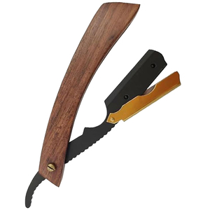 Navaja de Afeitar Recta de Acero Inoxidable con Mango de Madera Natural, Afeitadora Manual de Una Sola Hoja, Herramienta de Barbería Resistente al Óxido, Equipo de Afeitado - Product Image 2