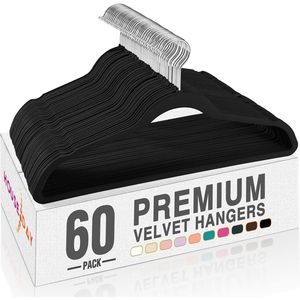 Lot de 60 cintres en velours antidérapants de qualité supérieure, robustes, fins, gain de place, pour costumes, avec crochet pivotant à 360° - Product Image 1