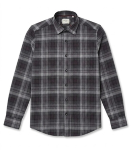Chemise habillée d'été Enovate pour homme, violet prune, à carreaux, 100 % coton, double boutonnage, manches longues, col rabattu, style décontracté chic - Product Image 1
