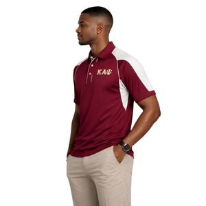 Polo DriFit con Lettere Greche Kappa Alpha Psi, Abbigliamento per Fraternità Greca in Rosso e Crema, Vestibilità Atletica e Comfort per Tutto il Giorno - Product Image 3