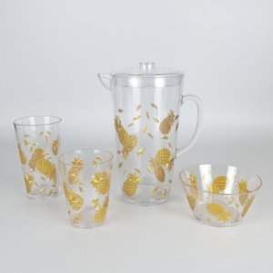 Embossed Pineapple Design Unbreakable <b>Plastic</b> Acrylic Water Tumbler for Party Use - Product Image 6