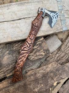 Hache de combat industrielle Steel Craft International, tête en acier Damas, manche en bois de frêne, lame de 4 3/4 pouces, 18 pouces de longueur de coupe - Product Image 5