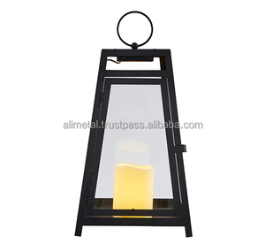 Linterna de metal negro personalizable para decoración de interiores que mejora el hogar en cualquier momento para el uso de velas en múltiples ocasiones - Product Image 1