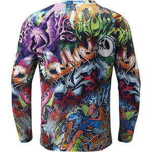 T-shirt anti-rides grande taille 100% coton pour homme, manches longues, coupe ample, style imprimé, sublimation. - Product Image 2