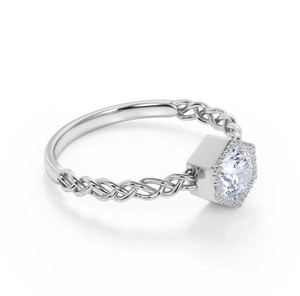 Anillo de compromiso y aniversario con moissanita tallada solitaria en engaste de bisel, 1 quilate, plata 925 chapada en oro, certificado, minimalista, nupcial - Product Image 2