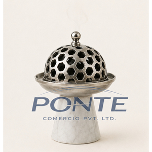 Quemador de Incienso de Mármol y Metal con Diseño de Panal de Abeja, Estilo Árabe, Mabkhara para Bakhoor y Oud, Porta Incienso de Oriente Medio - Product Image 1