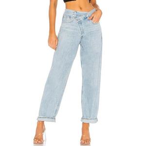 MEESAM LEATHER HOSIERY Jeans de mezclilla unisex 100% algodón de secado rápido, cintura alta, peso pesado, estilo vintage, corte regular, rectos, con relieve - Product Image 1