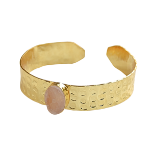 Rose Quartz Handmade brass gold plated fashion bangle cuff wholesale bulk supply - Product Image 5