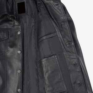 Chaqueta de Cuero Vacuno Genuino Vintage para Hombre, Negra, con Cuello Alto, Transpirable, Resistente al Viento, con Cierre, de Alta Calidad, Tallas Personalizadas, con Logotipo - Product Image 5