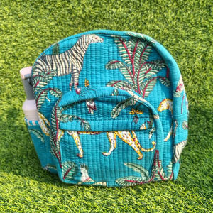 กระเป๋าเป้สะพายหลังขนาดเล็กผ้าฝ้ายน้ำหนักเบาสไตล์โบฮีเมียน ลายพิมพ์สัตว์แบบอินเดีย ปิดด้วยซิป เหมาะสำหรับเดินทางและไปโรงเรียน ใช้ได้ทั้งผู้ชายและผู้หญิง - Product Image 1