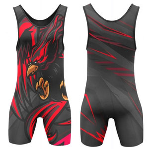 Maillots de lutte unisexes personnalisés de haute qualité, faible MOQ, en Spandex/Polyester, sublimation, respirants, écologiques, col en V, double bretelle - Product Image 5