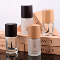 Bouteille en verre de forme en bois de bambou naturel Bouteilles de vernis à ongles Récipient en verre avec bouchon en bambou et couvercle Vernis à ongles en gel