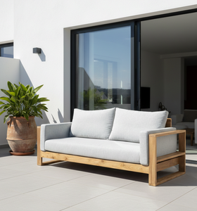 Sofá de Exterior Arquitectónico Mizu de 2 Plazas, Estructura de Madera Resistente, Resistente al Agua, Sofá Multifuncional para Resort Moderno - Product Image 3