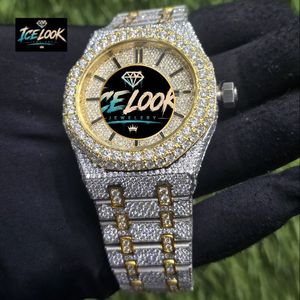 Reloj Mecánico Ice Look con Esfera Cuadrada, Reloj de Pulsera en Tono Plateado y Dorado, Bisel de Cristal, Estilo Joyería - Product Image 3