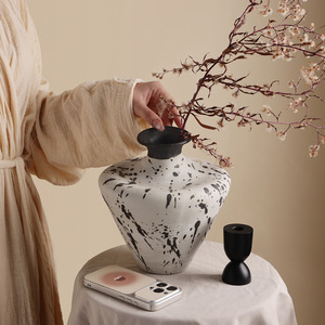 Vase en céramique moderne à effet d'<span class=keywords><strong>encre</strong></span> éclaboussée, style chinois, vase décoratif pour fleurs, pour la décoration <span class=keywords><strong>de</strong></span> la maison, du salon et <span class=keywords><strong>de</strong></span> la table - Product Image 2