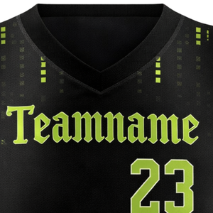 Camiseta de Softbol sin Mangas con Sublimación Total, Color Negro Verde Neón, Impresión Digital, Uniforme Personalizado para Equipo con Número en la Espalda - Product Image 5