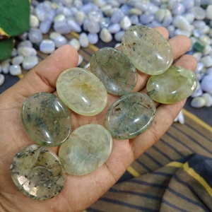 Qualité supérieure naturel Prehnite Worrystone cristal pouce pierre authentique Agate cadeau Folk poche pierre Art Style Technique - Product Image 5