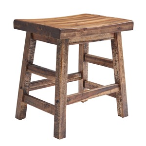 Tabouret de comptoir en pin blanchi avec siège rembourré - Vente en gros - Product Image 3