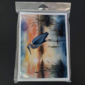 Blue Heron Setting Sun Whimsical A7 <b>Greeting</b> <b>Cards</b> Pack of 8 Blank <b>Note</b> <b>Cards</b> with Envelopes Size 5x7 - Product Image 3