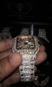 Montre automatique mécanique de luxe haut de gamme pour homme et femme, sertie de diamants et de moissanite, idéale pour les mariages et les soirées, largeur du bracelet 18 mm - Product Image 5