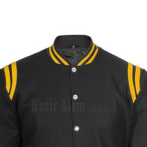 Chaqueta Letterman para Hombre con Mangas de Cuero Premium, Cuerpo de Lana y Ribete Tejido, Estilo Urbano Casual - Product Image 6