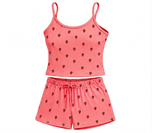 Ensemble 2 pièces tricoté décontracté et mignon pour femme, motif uni, confortable et respirant, idéal pour la maison – Meilleures ventes d'été - Product Image 1
