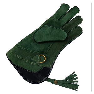 Guantes de cetrería de cuero hasta la muñeca, hechos a mano, de piel de vaca, clásicos, para deportes al aire libre, duraderos para las cuatro estaciones - Product Image 1