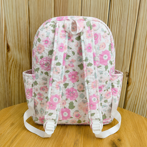 Handmade 100% Pure cotton quilted floral <b>backpack</b> for women girls block print <b>school</b> bag lightweight travel daypack with pocket - Product Image 6