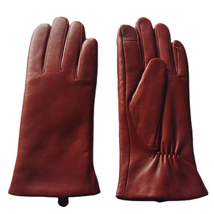 Leather <b>Gloves</b> Wrist Length Plain Style Unlined Winter Daily Use Multiple Colors Available - Product Image 2