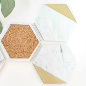 Posavasos Hexagonales de Mármol, Decoración Moderna para el Hogar, Elegantes Posavasos de Mármol para Bebidas - Product Image 1